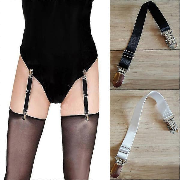 Dame Sexy Strømpebånd Belte Lårhøye Strømper Stropper Metall Strømpeholdere Black 1pcs