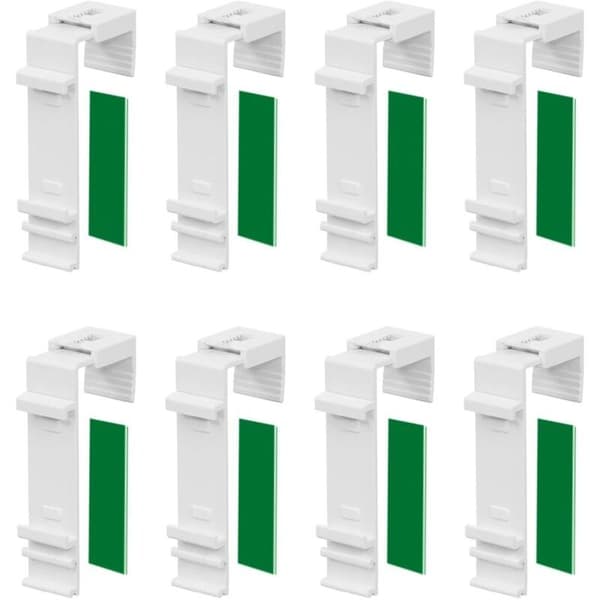 Sett med 8 lange klemfester for Klemmfix-persienner, festes og limes uten boring