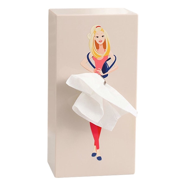 Nyhet Tørkepapirboks Holder Dame Flygende Skjørt Design Bordplate Tørkepapirboks Holder for Kjøkken Spisestue E