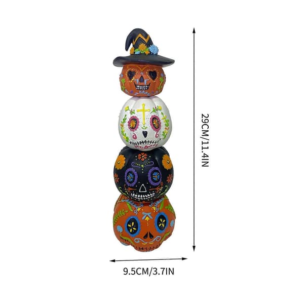 2025 Halloween Godteri Halloween Stablede Udøde Gresskarstatuer Med Fire Tilpassbare Gresskarskjelett Resinpynt
