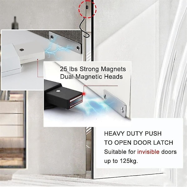 2-pack Heavy Duty Push Latch & Lock, Kompatibel med Dolda Dörrar, Touch Latches och Magnetlås, Push Release Dra+