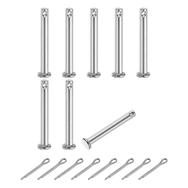 M5 x 40 mm Gaffelpinne - Pakke med 8 - 304 Rustfritt Stål - Flatt Hode med Hull - For Tilhenger og Maskineri
