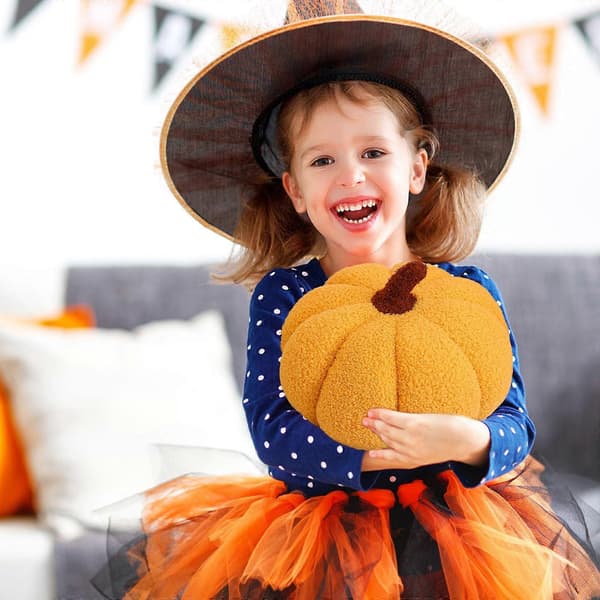 2025 Pumpakudde Halloween Leksak Kudde Stickad Ullstil Pumpa Vardagsrum Soffkudde YE