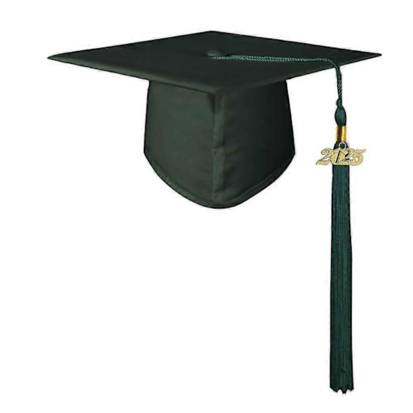 Matt Gradueringshatt for Voksne Unisex Justerbar Bachelorhatt med 2025-Charm Lange Dusker Gradueringsantrekk Bachelorhatt for College Gradueringsbilder Pa Atrovirens