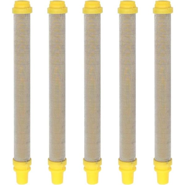 5 stk. 100 Mesh rustfritt stål Airless sprøytepistolfilter for Wagner Airless malingssprøytepistol, 100 mm (gul)