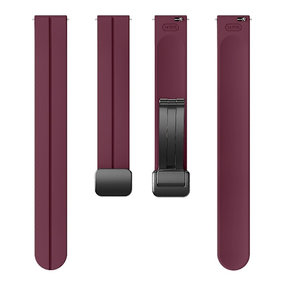 Silikonarmband för Garmin Lily 2 med Magnetisk Vikbar Spänne Wine Red Black Buckle