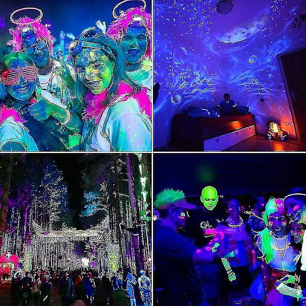 2 stk. 100W UV LED Spotlight Sort Lys IP65 Vandafvisende, Ultraviolet LED Lampe, Effektlys til Akvarium, Fest, Neonmaling, Fluorescerende Poster