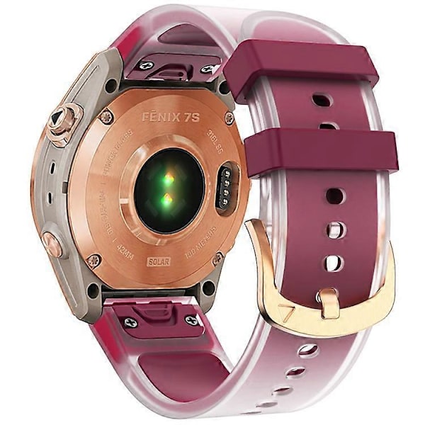 Kompatibel med Garmin Fenix 7S QuickFit 20mm Transparent Design Klockarmband Justerbart Silikonband WineRed