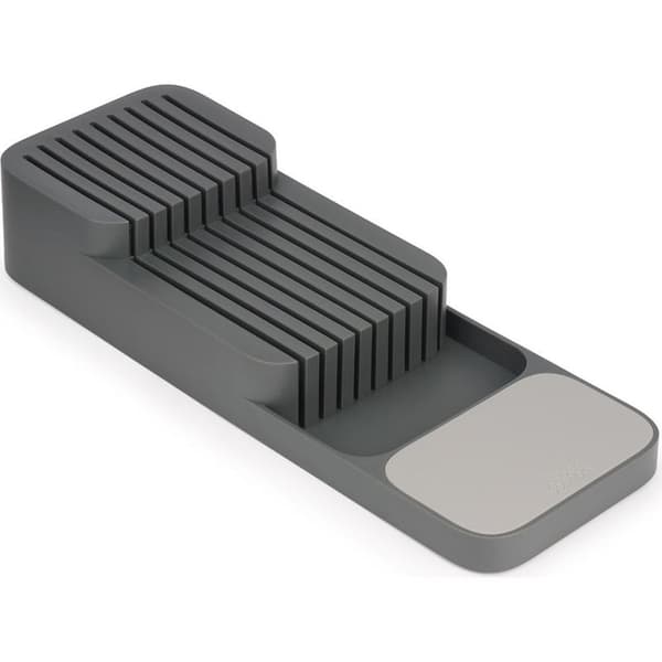 Grå knivblock, 15 cm bred x 39,8 cm djup x 7,5 cm hög