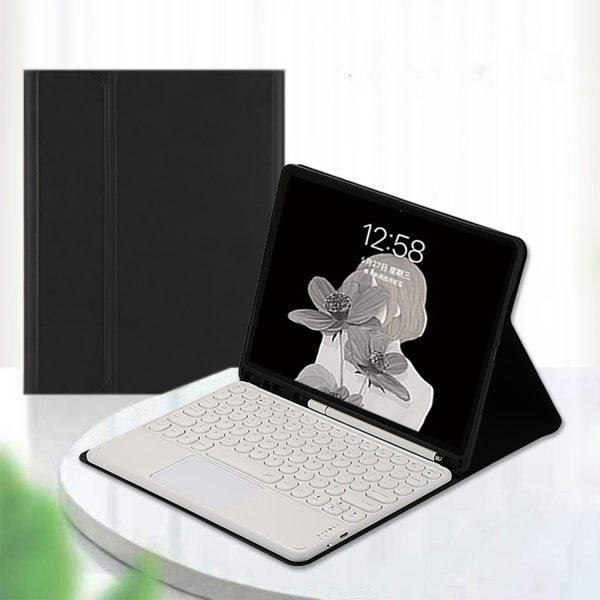 Lämplig för Samsung Tab A9 x200 cover S9+ rund cap S6lite touch-tangentbord X900 skal Black + round cap white keyboard Samsung Tab A9-8.7 inches
