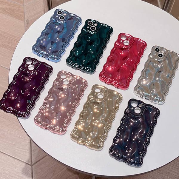 iPhone Cover 2025 – 3D meteoritboblemønster galvanisering glimmer, blød TPU stødsikker – Vælg model, farve og finish Silvery iPhone 14 Pro max
