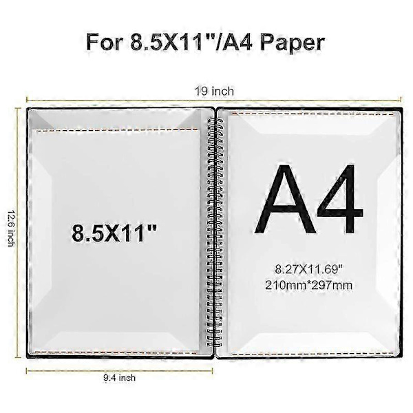 Notearkmappe, 60 sider, Noteark/Holder, (Svart)