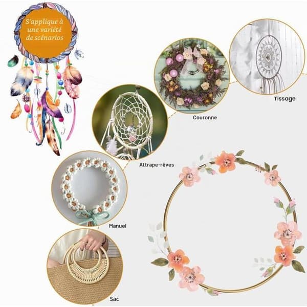 10 gullfargede metallringer 10 cm - Solide sirkler for DIY - Blomster- og bryllupsdekorasjon - Håndverk