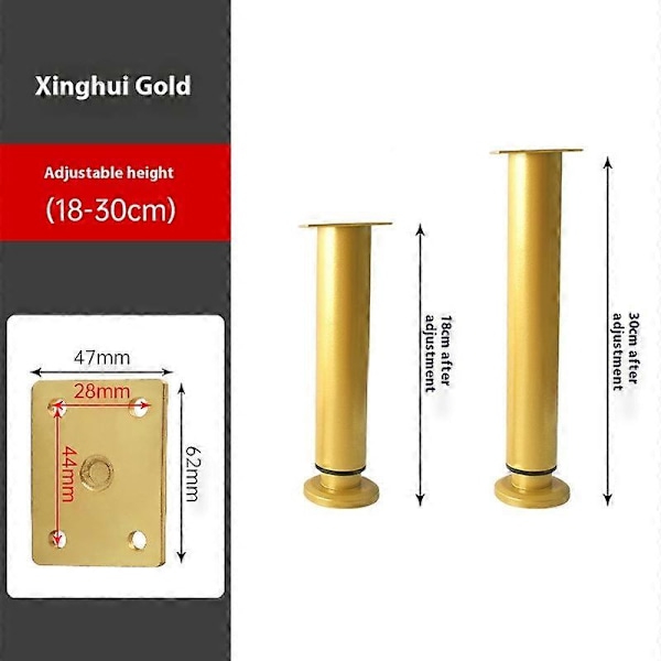 Helposti asennettava 4 pöydänjalan sarja, korkeussäädettävä sopimaan erilaisiin kodin tyyleihin Gold 18cm-30cm