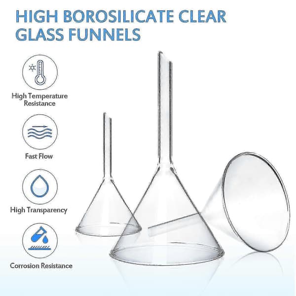 4 st Laboratorieglas Trattar Skolundervisning Trattar Kort Skaft Experiment Trattar Klara Trattar