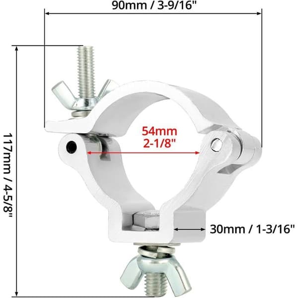 Sæt med 8 tværstangsklemmer - 48-51 mm - Aluminiumslegering - 100 kg bæreevne - Scenelys