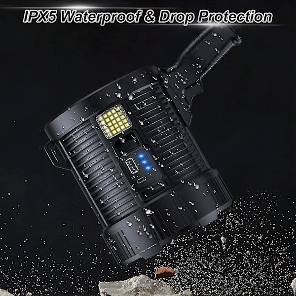 Uppladdningsbar Spotlight, 100000 Lumen Led Spot Lights Handhållen Ficklampa Super Utomhus Solar Spotli (bäst)