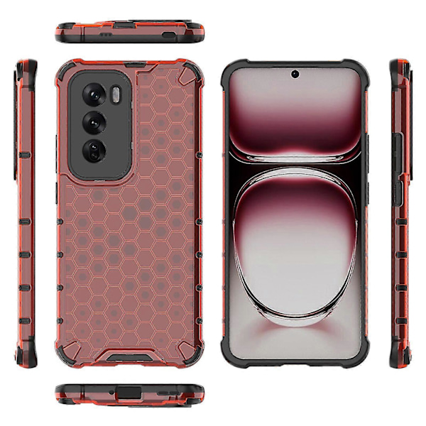 Mobilfodral för Oppo Reno12 5G - PC+TPU, Honungskaka-design, Stötdämpande Red