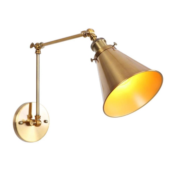 Industriell Vägglampa Mässing Konformad Skärm Vägglampa Med Justerbar Arm För Inomhus Hem Bar