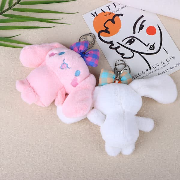 Tecknad Cinnamoroll Plysch Nyckelring Fylld Hunddocka Nyckelring - Hög Kvalitet Vit