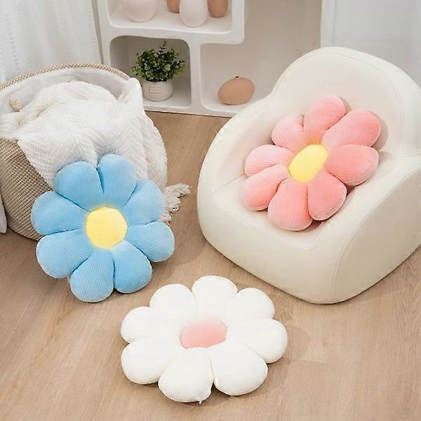2 blomkuddar (39 cm, vit+blå) - blå & vit prästkrage -Sy