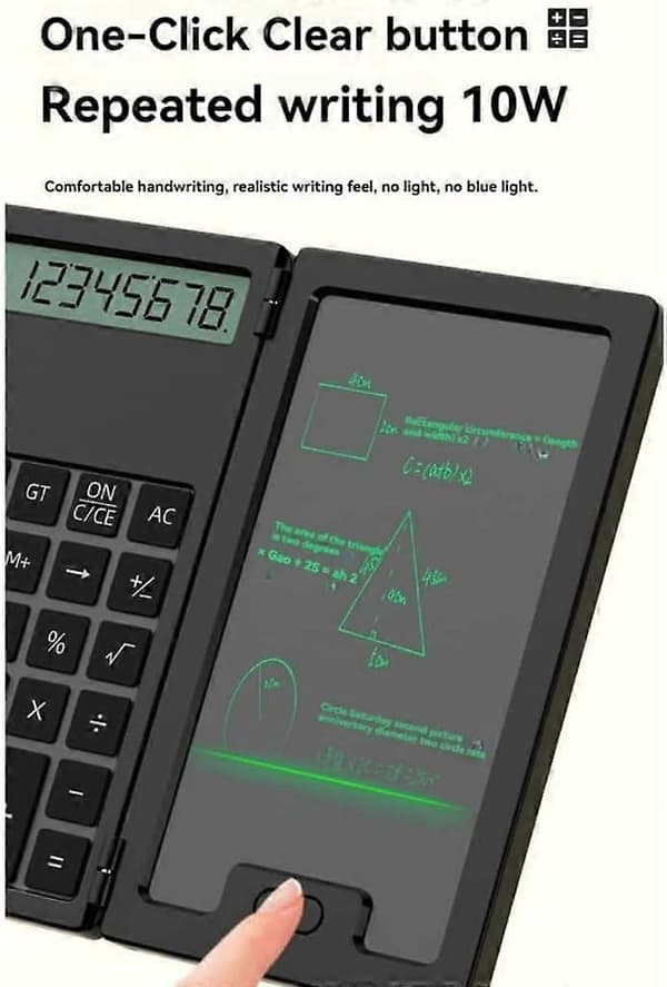 Funktionsräknare Handskriven Tablet 2-i-1 Vikbar Tyst Bärbar Examen och Avancerad Vetenskaplig Räknare -Yx