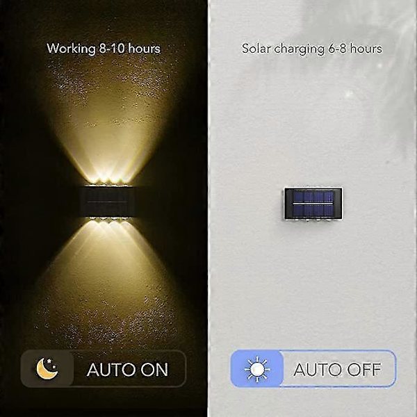 Solcelle Væglamper Op Ned Led Lamper, Vandtætte Udendørs Lamper Til Hus 4 LED