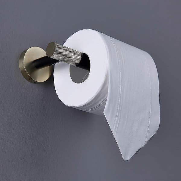Toiletpapirholder i rustfrit stål, papirholder til vægmontering, børstet guld og mat sort, toiletrulleholder