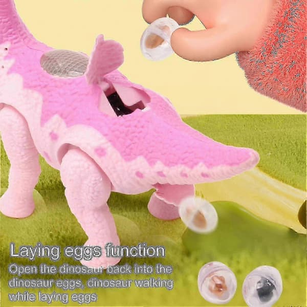 Interaktiv dinosaurleke med lys- og bevegelsesprojeksjon, lysende elektrisk modell for barn Pink