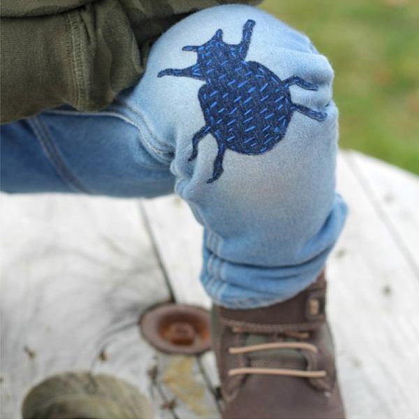 Firkantede strykemerker til jeans 5-pakning Denimblå 5x7.5 cm