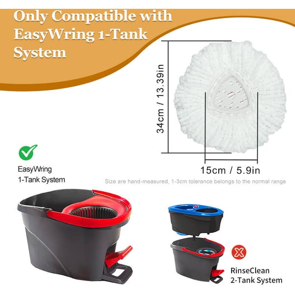 Mikrofiber Erstatningsmoppehoveder, Genanvendelige Moppehoveder til Vileda Turbo 3 i 1 EasyWring&Clean Spin Mop, Vaskbare Erstatningsmoppehoveder, 3 Styk