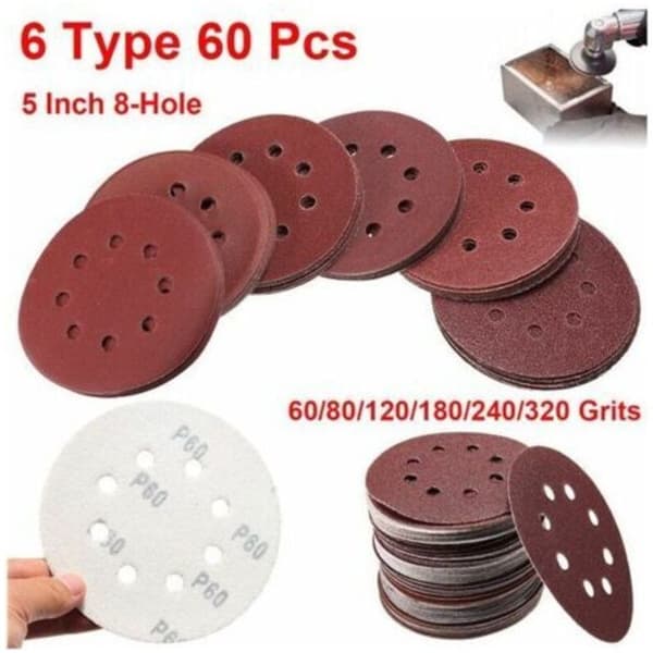 60 st sandpapper slipskiva 125 mm 8 hål korn 60-320 Cisea