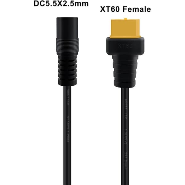 XT60 til DC 5.5x25mm kontakt DC til XT60 adapterkabel for TS100, solcellelading 30cm (DC hunn til XT60 hunn)