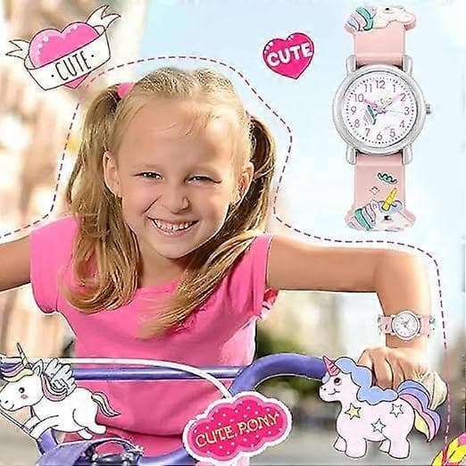 Barnklocka Flickklocka Enhörning Barn Quartz Klocka Söt Tecknad Leksak Analog Silikonarmband Armbandsur
