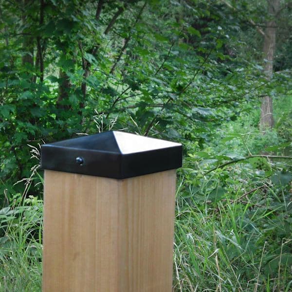 Stolpehatt - 90 x 90 mm - værbeskyttelse for stolper og gjerder - galvanisert og svart, gjerdehatt/stolpehatt/gjerdebeskyttelse, gjerdebeskyttelse, søylehatt