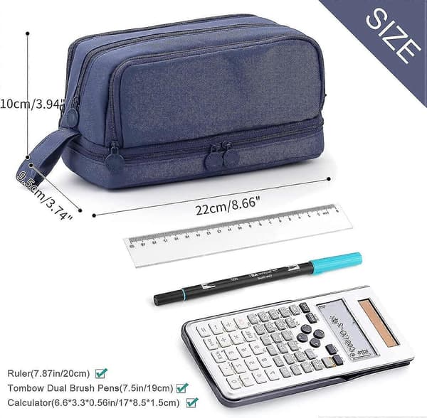 Pennfodral, stort pennfodral, pennfodral med 4 fack Dark blue