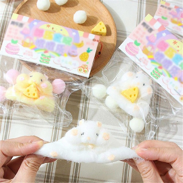 Kreativ Hamster Squishy Klemme Legetøj Mochi Squishy Stress Relief Sensorisk Fidget Legetøj White