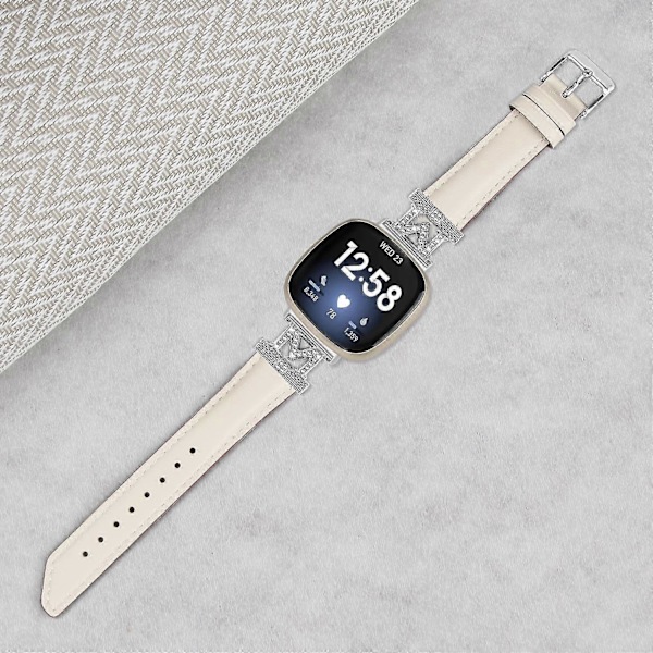 Ægte læderrem i M-form til Fitbit Versa 3/Versa 4/Sense/Sense 2 Apricot Fitbit Versa 3