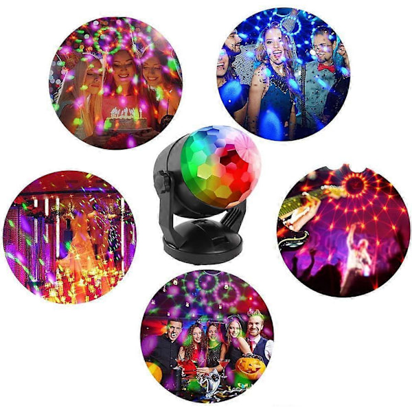 Mini Lydaktivert Partylys Batteridrevet/USB Bærbar RGB Diskokule Lys DJ Belysning Strobelys 7 Moduser Scene Par Lys for Bil Hjem Rom