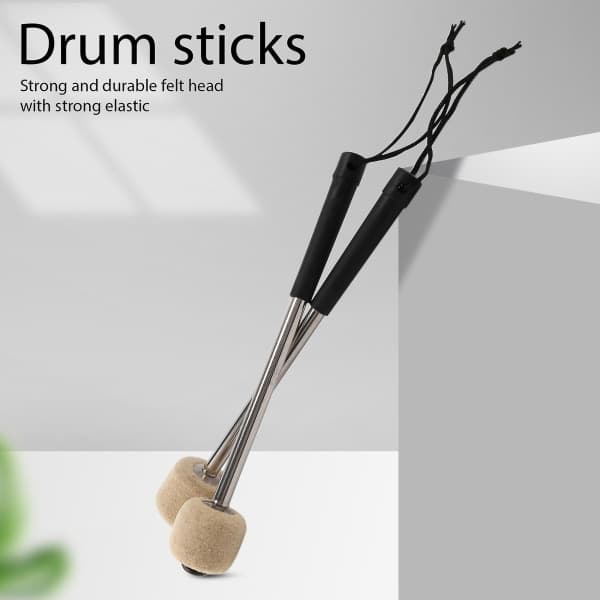 2 stk Trommestikker med Filt Hode Percussion Mallets Timpani Sticks med Rustfritt Stål Håndtak, Hvit