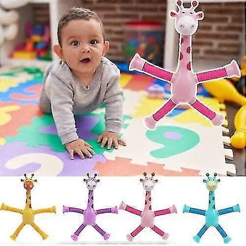 4 st Teleskopisk Sugpropp Giraff Leksak, Giraff Leksak Sensoriska Leksaker 1Pcs pink with light