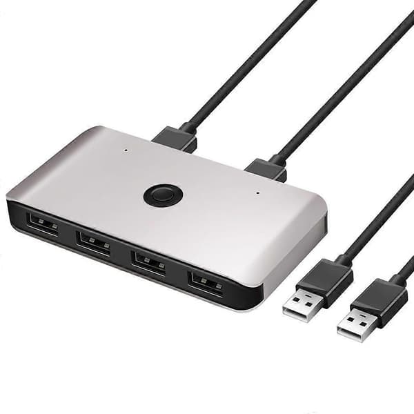 Rocketek Switch 2 PC-deling 4 USB-enheter Velger KVM-switcheradapter