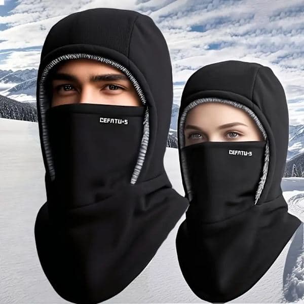 Skimaske for menn og kvinner Fleece Balaclava Ansiktsdeksel, Halsvarmer Øreklokker Grå Gray