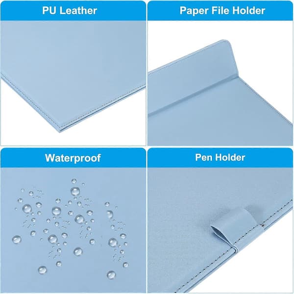 A4 Læder Clipboard, Business Organizer Binder Resume Juridisk Mappe Clip Skriveplade til Kontor, Blå