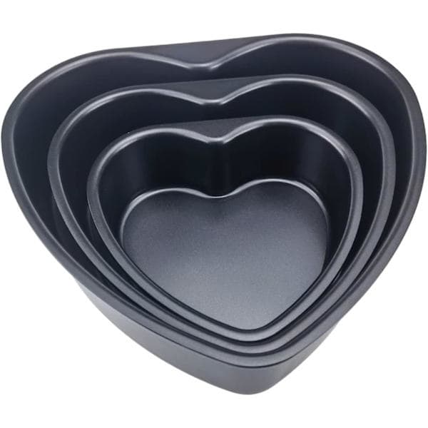 3 stk hjerteformet kakeform i aluminium kakefat - spottsalg