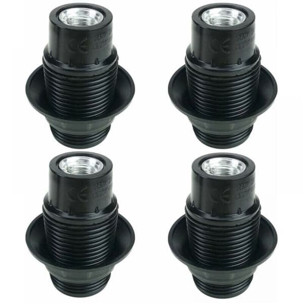 Svart E14 Lamphållare, 4 Delar E14 Sockel, E14 Lampsockel, Solid Lampsockel, Svart Sockeladapter