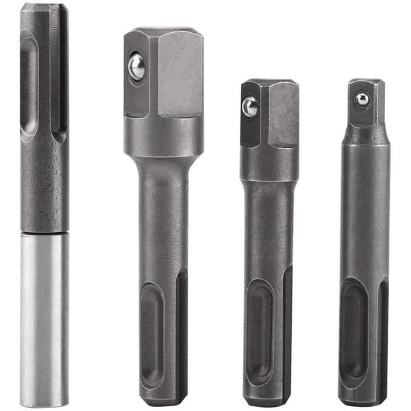 SDS-håndtakstilkobling: rund til firkantet adapter for slagbormaskin, chuckadapter for slagbormaskin (4 deler)