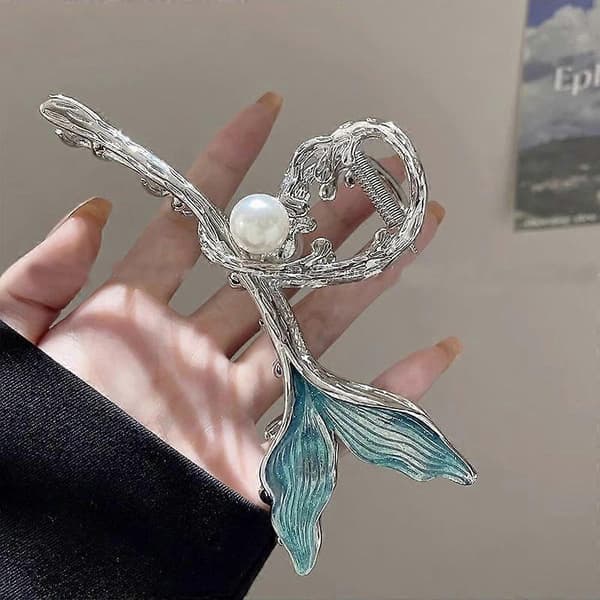 3 stk. Perle Fiskehale Oversized Metal Hårnåle Til Kvinder Hovedets Bagside Haj Klips