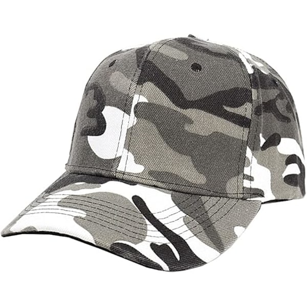 Baseballkeps för män och kvinnor i kamouflage, Unisex Camo Solhatt Justerbar utomhushatt för sport Camping Fiske Resor White