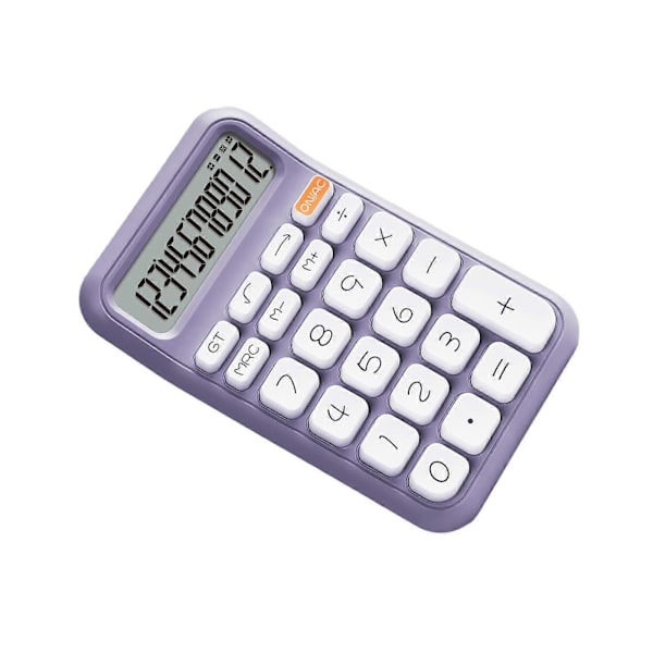 Bærbar mekanisk switch-lommeregner til grundlæggende numerisk beregning, robust beige Purple 14.8cmx9.3cmx2cm